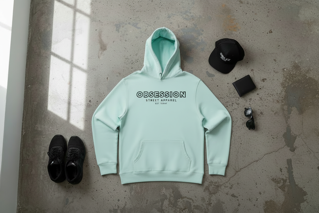 Mint Hoodie Flat Lay - No Strings