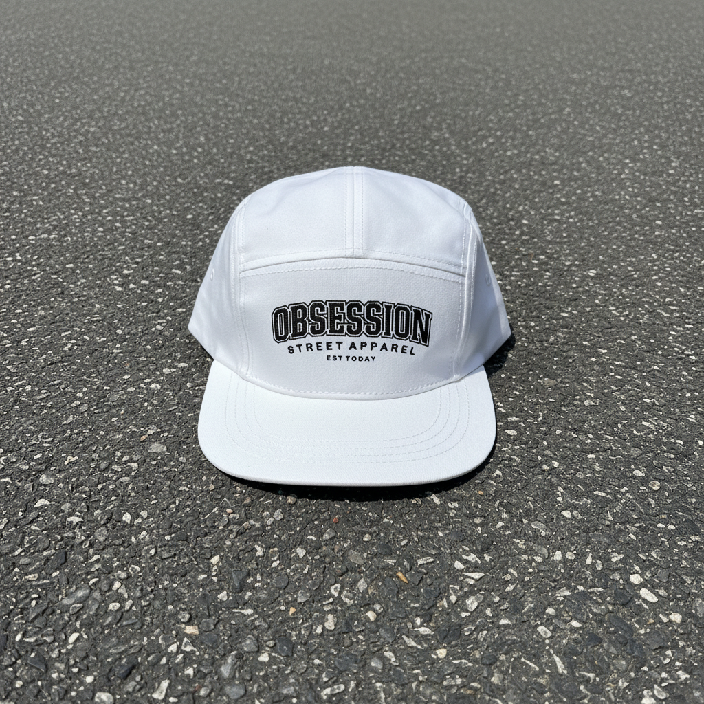 Obsession Street Apparel White Cap - Asphalt Flat Lay