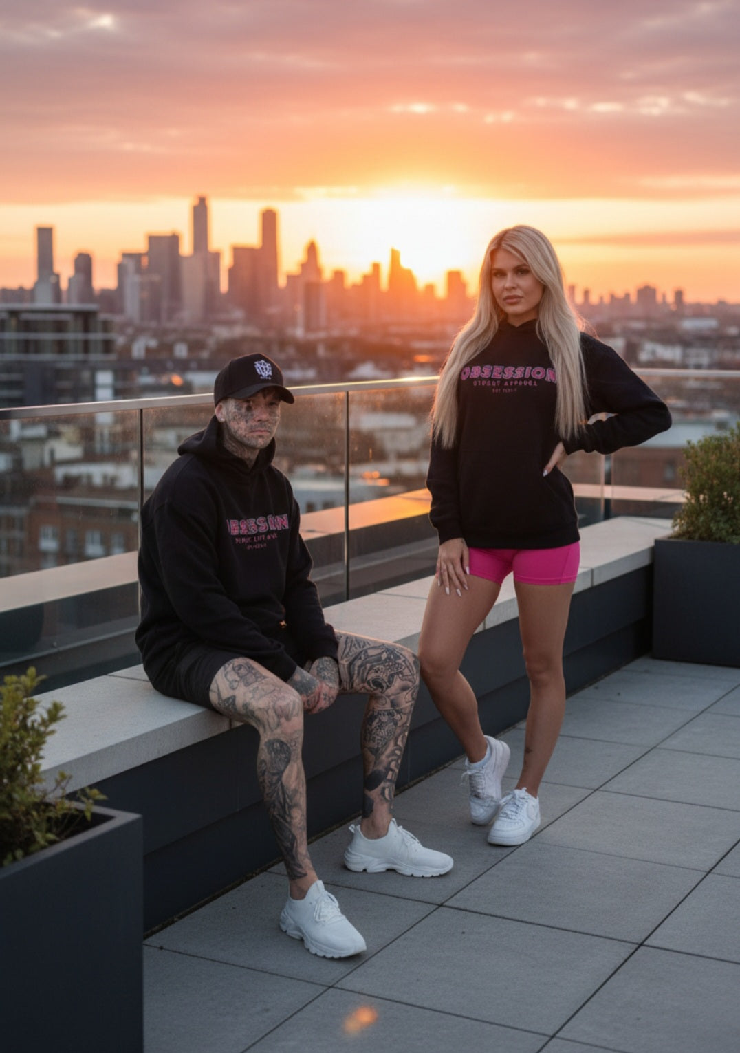 Black & Magenta Relaxed Hoodie